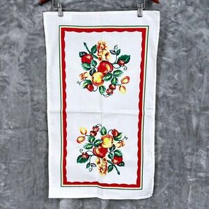 Town & Country Set of 2 White Cotton Tea Towel Vintage Style Fruit Print Retro
